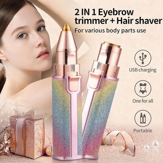 2‑in‑1 Electric Eyebrow Trimmer & Facial Hair Remover for Women - Compact & Rechargeable