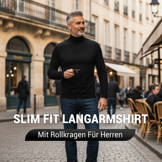 ⛳⛳Die Wahl des Erfolgs👔👔Slim Fit Langarm-T-Shirt für Herren mit Stehkragen