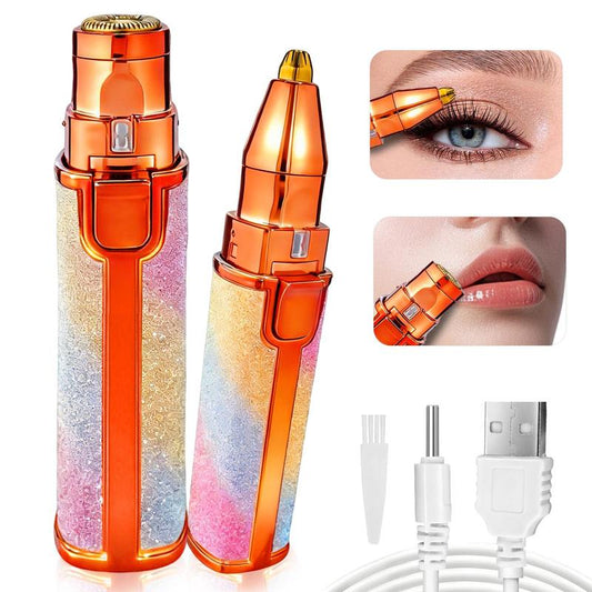 2-in-1 Elektrischer Augenbrauentrimmer, 1 Set tragbarer Gesichts-Haarentferner, Lippen-, Gesichts- und Körperhaarentfernungsgerät mit Licht