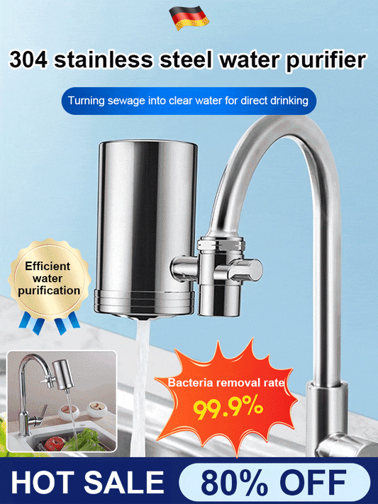 🚰50% RABATT! ✨ Installationsfreier Edelstahl-Wasserhahnfilter - 5-fach Filterung mit Universaladapter für Sauberes Trinkwasser 💧🏠